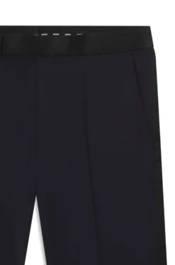 BOSS ONE Slim-fit tuxedo trousers in virgin-wool serge