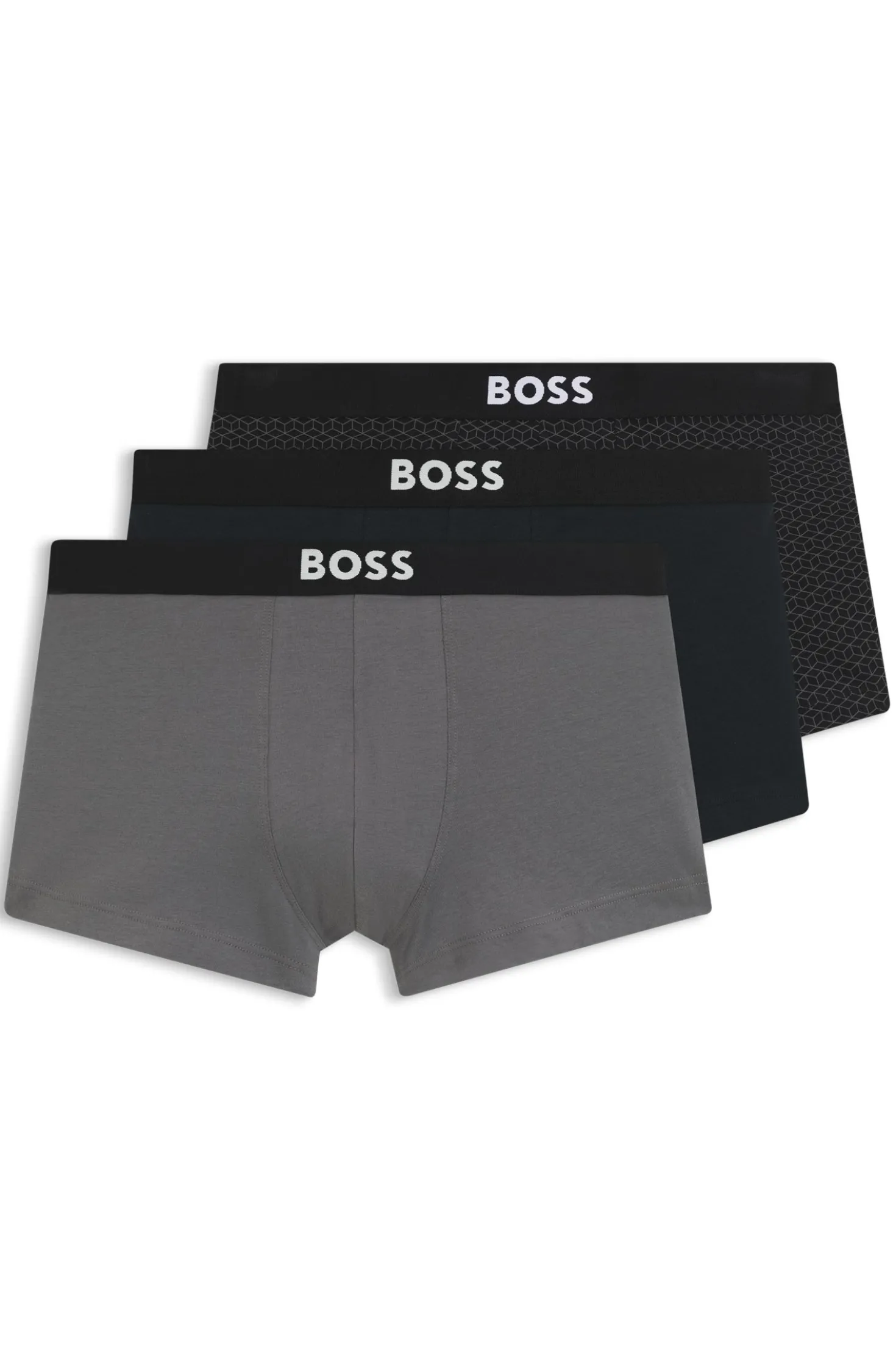 BOSS ONE three-pack of trunks in stretch cotton