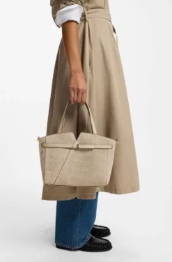 BOSS Revers printed-suede tote bag with belt detail