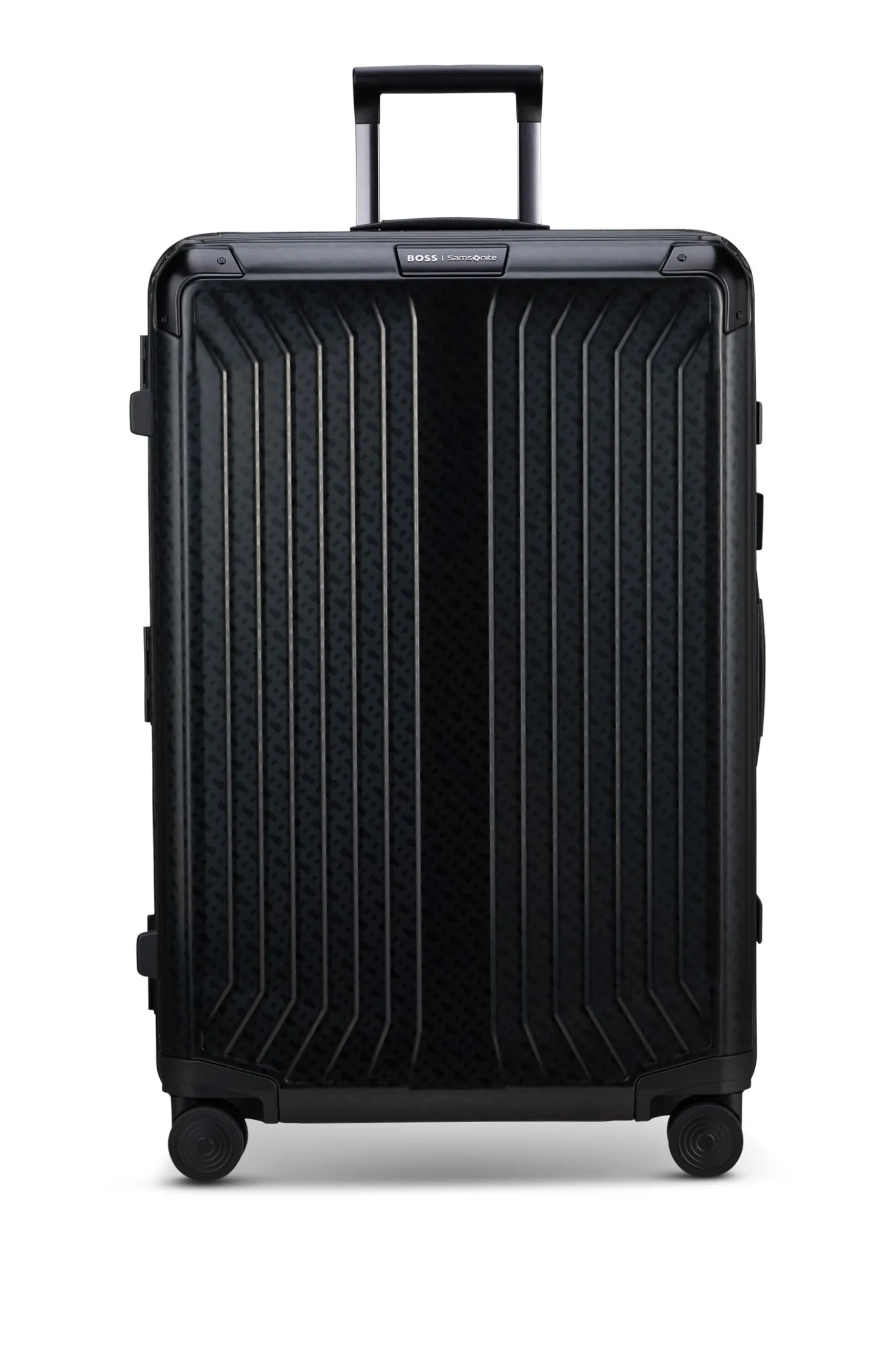 BOSS | Samsonite anodised-aluminium check-in suitcase with monograms