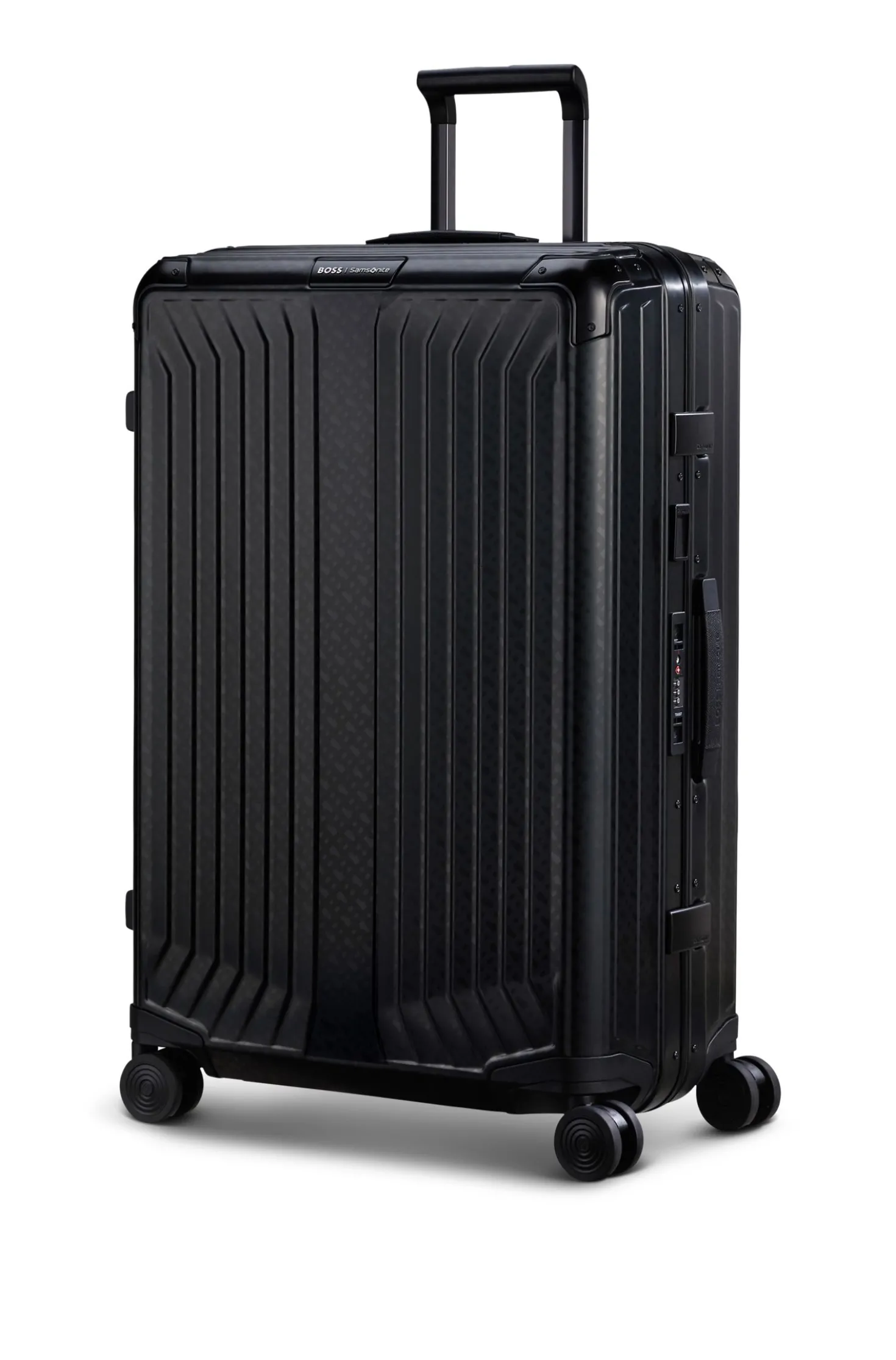 BOSS | Samsonite anodised-aluminium check-in suitcase with monograms