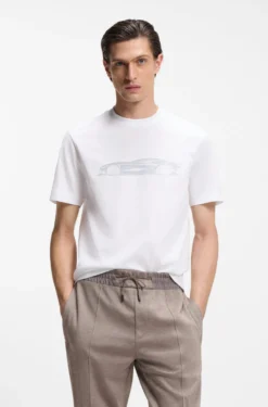 BOSS x ASTON MARTIN mercerised-cotton T-shirt with car artwork