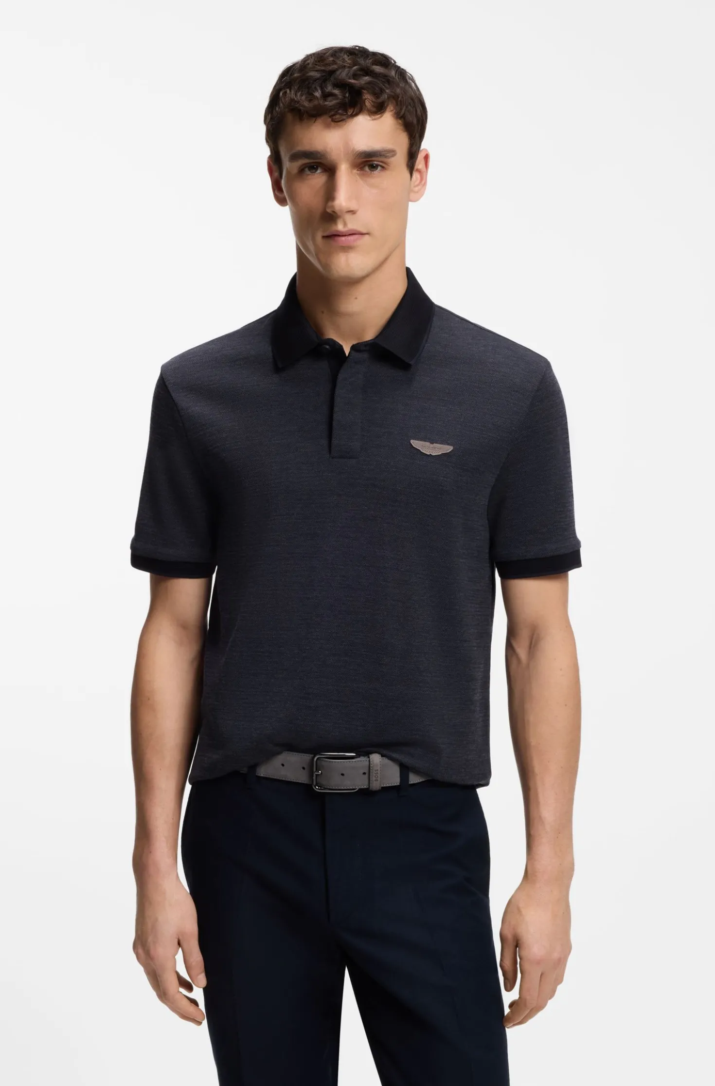 BOSS x ASTON MARTIN polo shirt in wool-cotton piqué