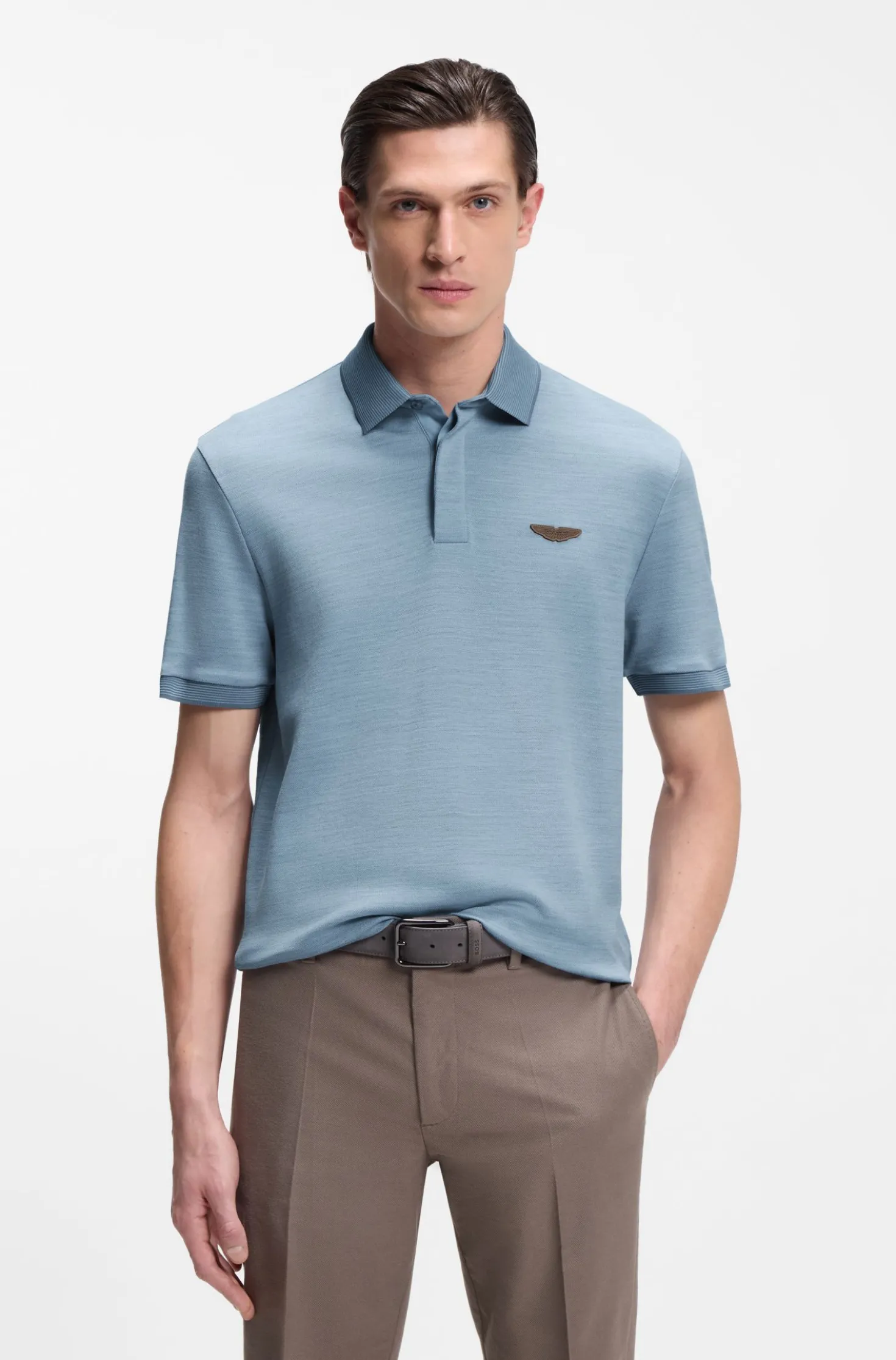 BOSS x ASTON MARTIN polo shirt in wool-cotton piqué