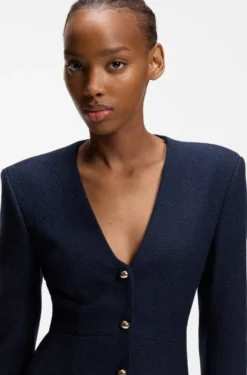 Bouclé dress with gold-tone buttons