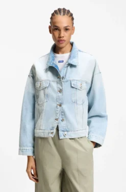 Boxy-fit jacket in blue rigid denim