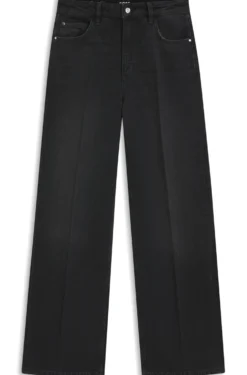Boyfriend-fit jeans in grey rigid denim