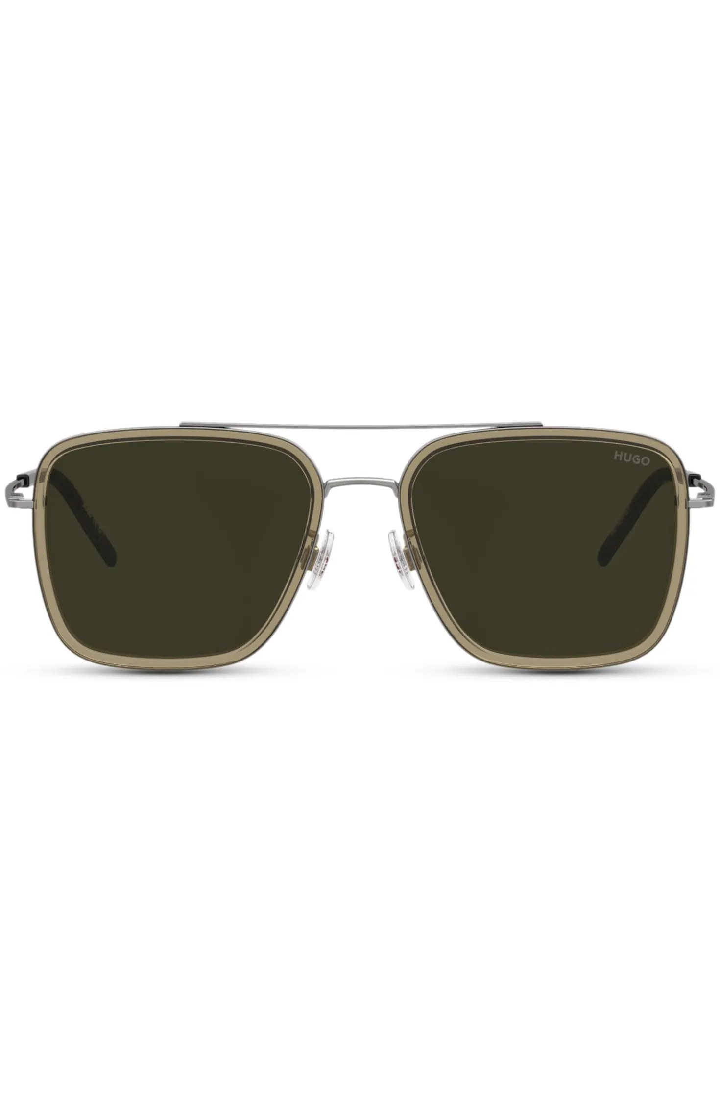 Brown-acetate sunglasses with metal trims