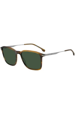 Brown-horn sunglasses with silver-tone temples