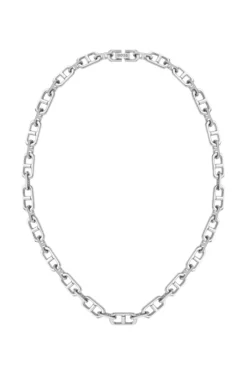 Brushed and polished chain necklace