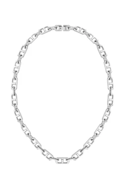 Brushed and polished chain necklace