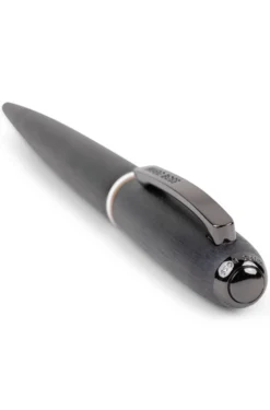 Brushed ballpoint pen with signature-stripe ring
