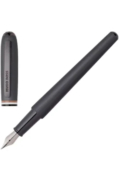 Brushed fountain pen with signature-stripe midring