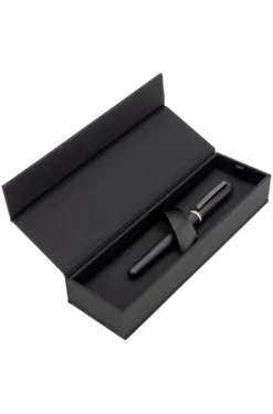 Brushed rollerball pen with signature-stripe ring