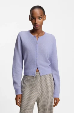 Buttoned cardigan with tonal logo embroidery