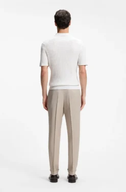 Cable-knit polo sweater in cotton and cashmere