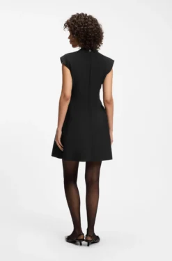 Cap-sleeve dress with pleat details