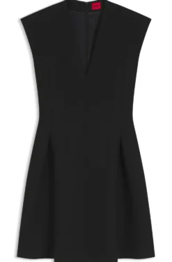 Cap-sleeve dress with pleat details