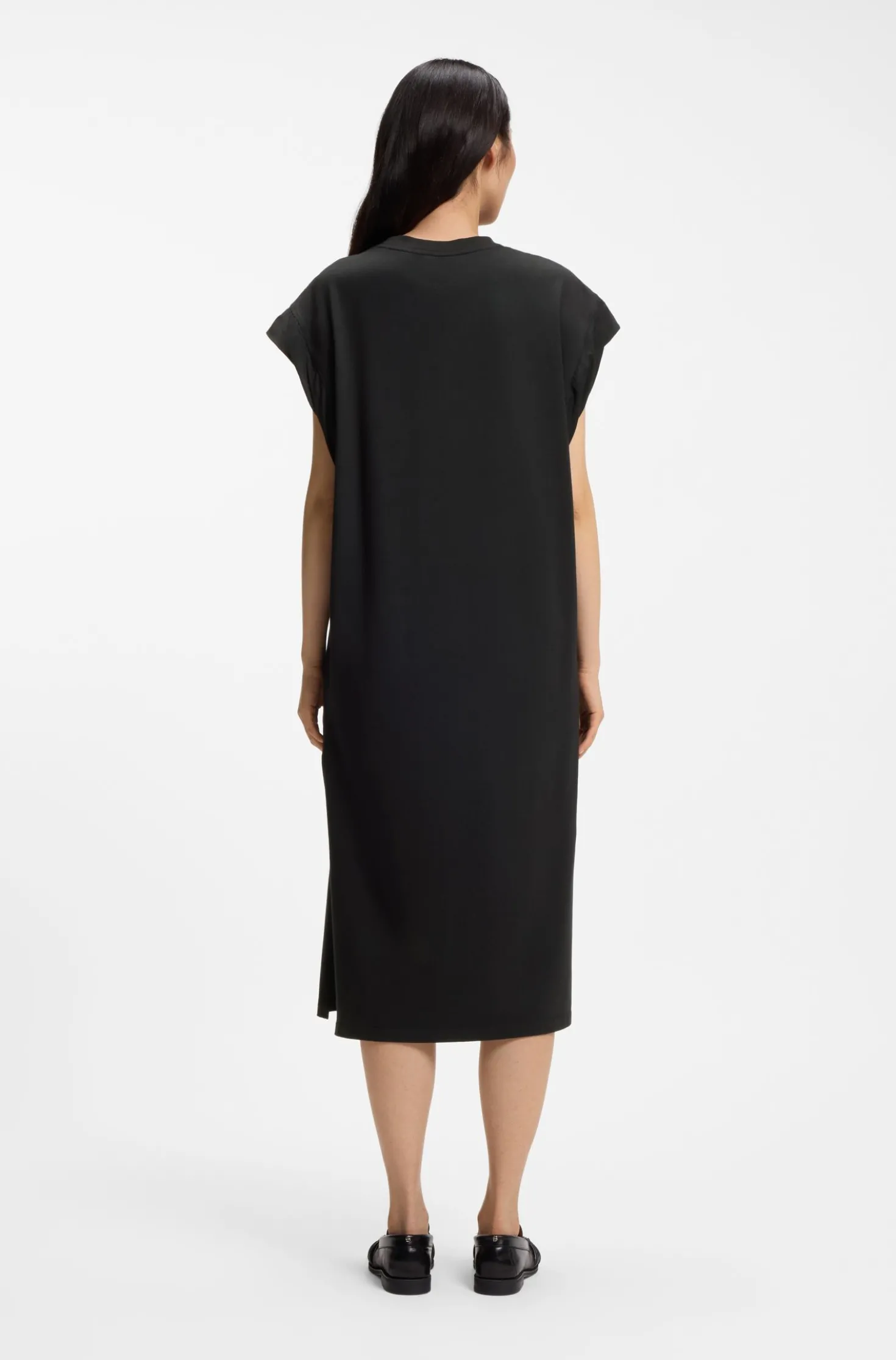 Cap-sleeve jersey dress with logo detail