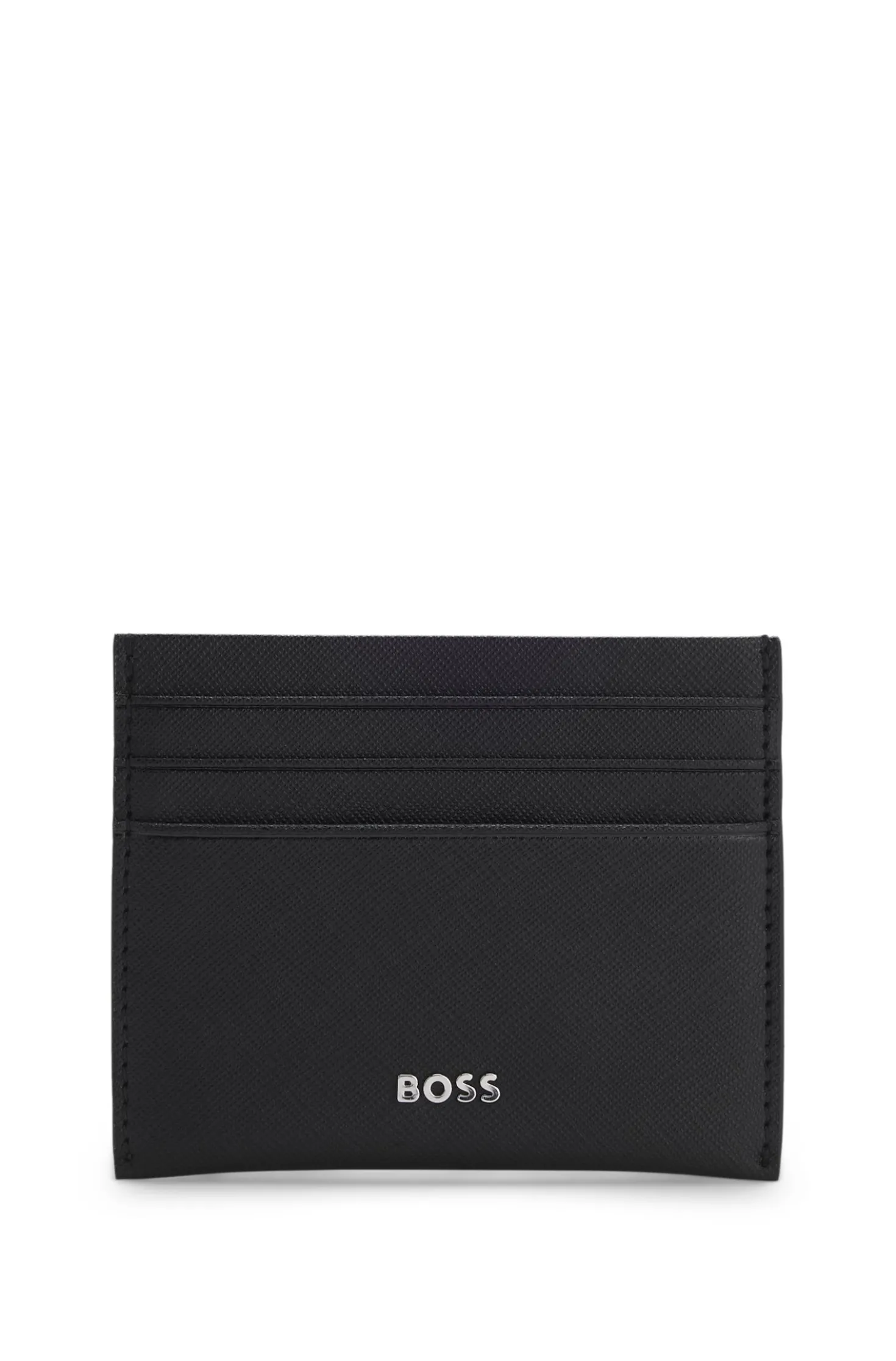 Card holder in textured leather with branding