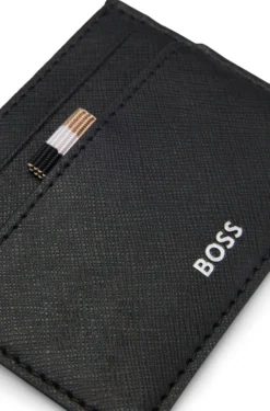 Card holder with foil-embossed logo