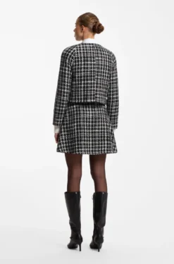 Checked boucle jacket with A-line cut