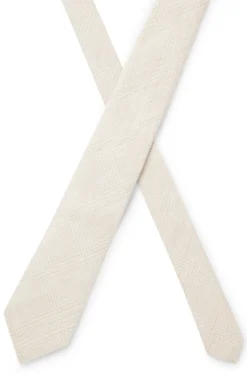Checked tie in Italian-made linen and silk