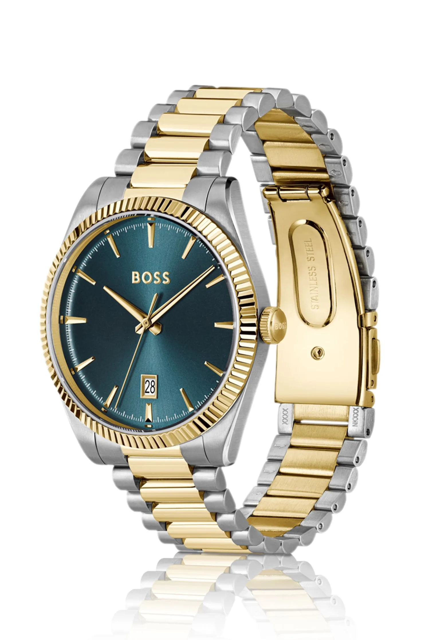 Cheswick two-tone watch with fluted bezel