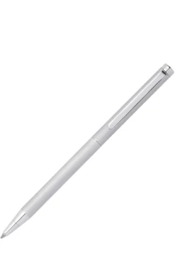 Chrome ballpoint pen with engraved pattern
