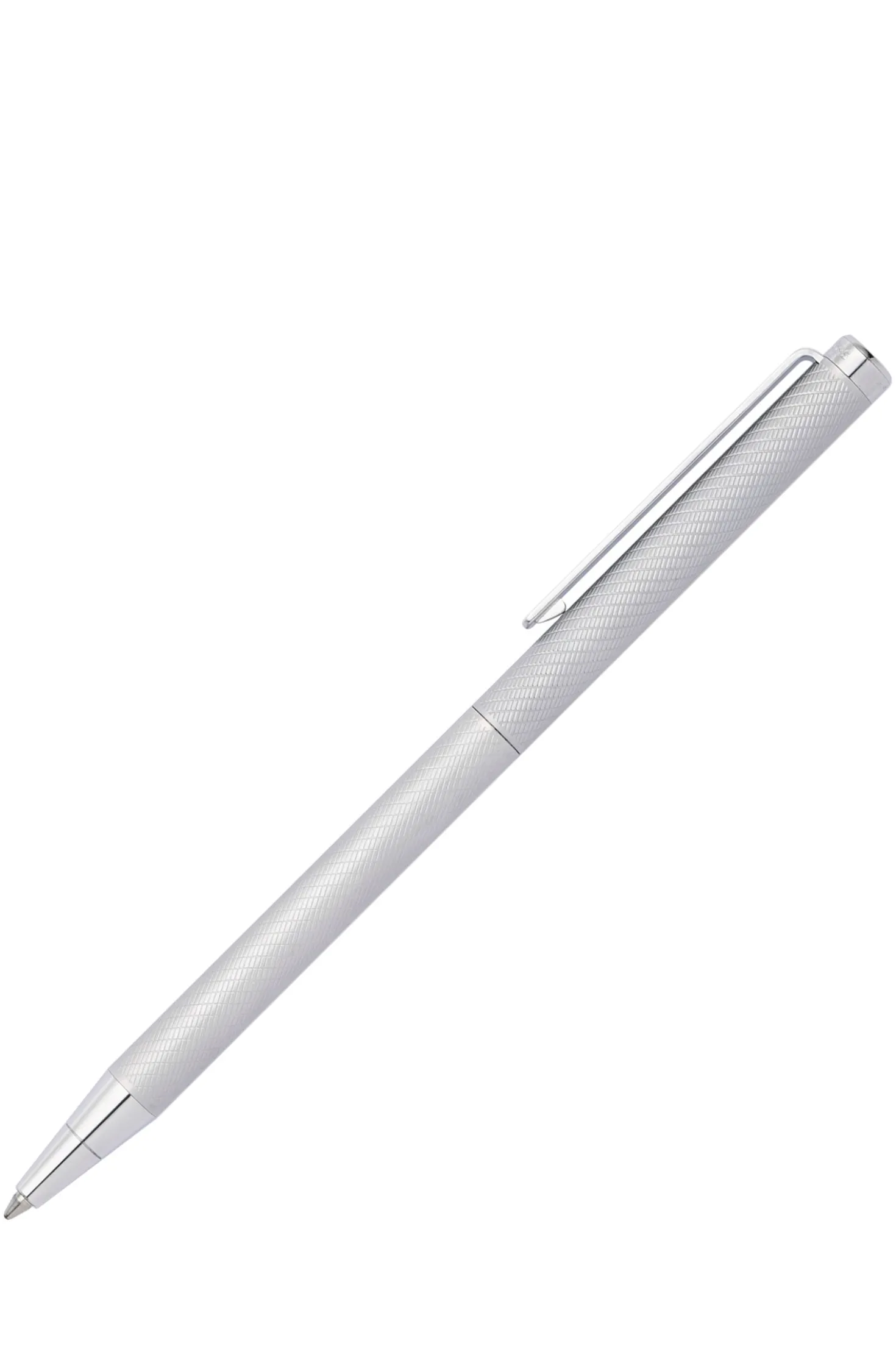 Chrome ballpoint pen with engraved pattern