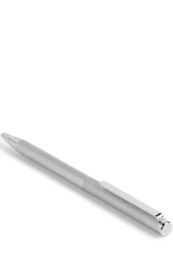 Chrome ballpoint pen with engraved pattern