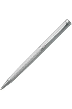 Chrome-plated ballpoint pen with diamond-cut engraving