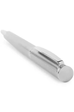 Chrome-plated ballpoint pen with diamond-cut engraving