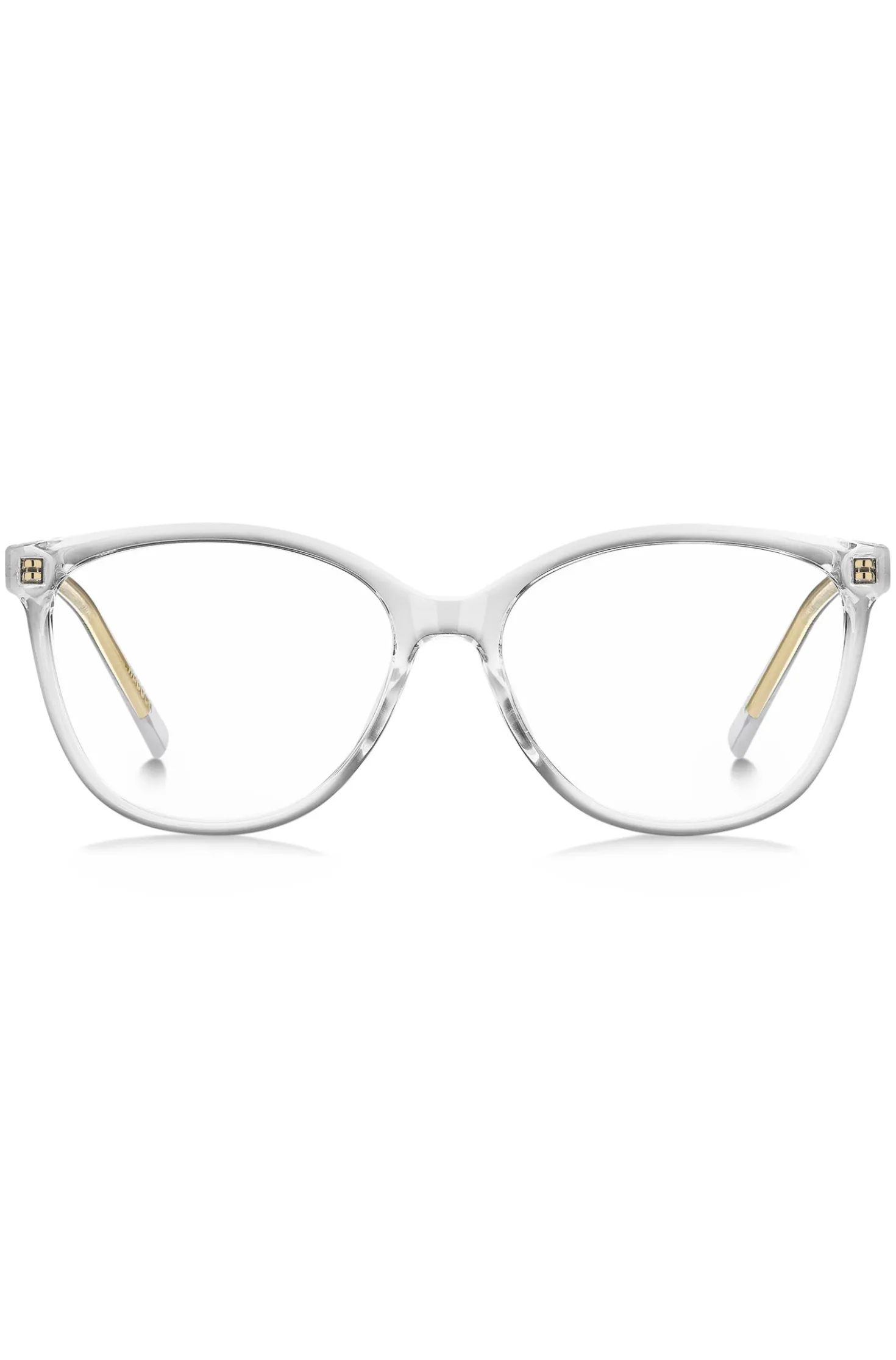 Clear-acetate optical frames with gold-tone core wire