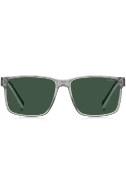 Clear-acetate sunglasses with white and green details
