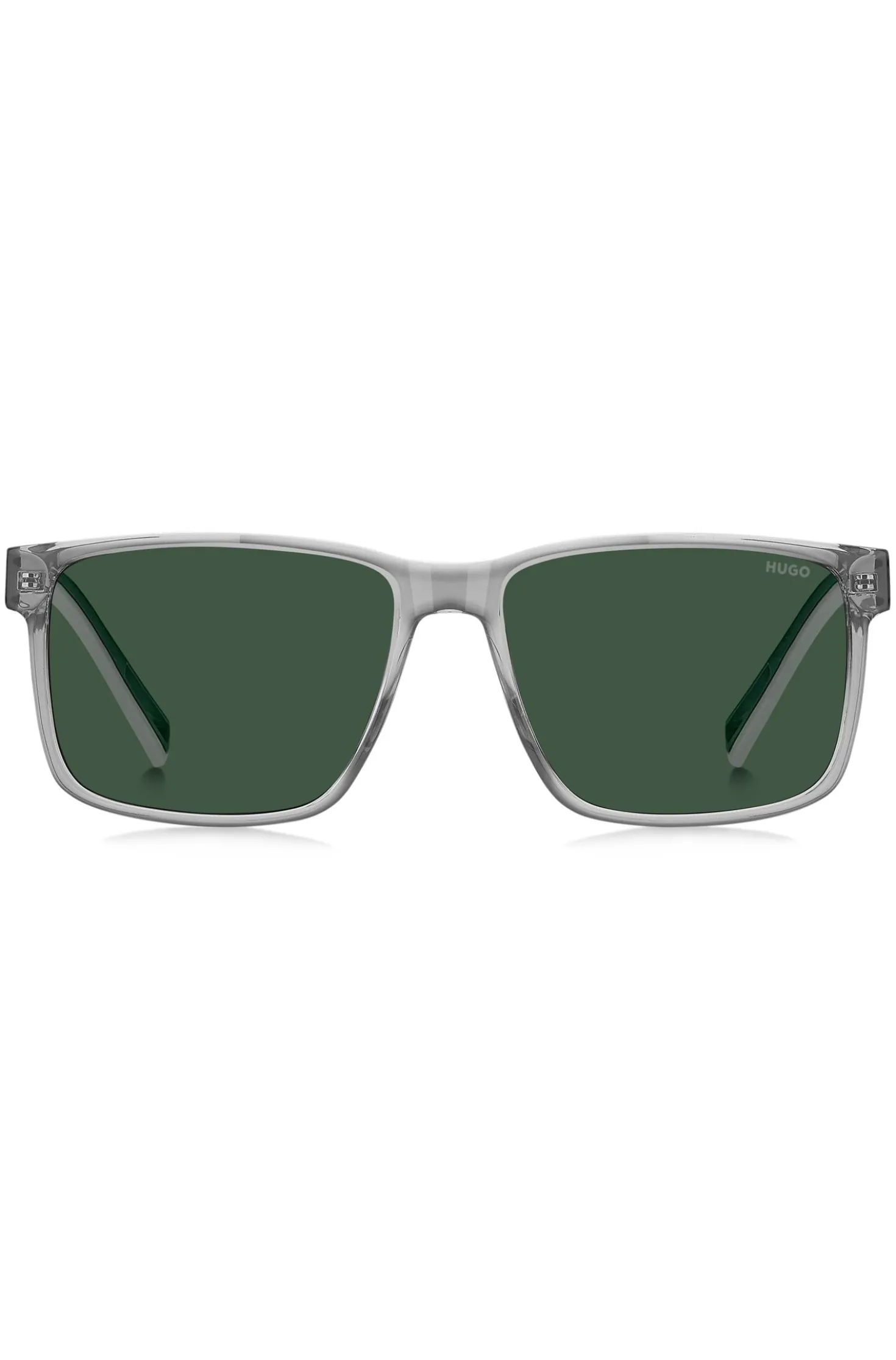 Clear-acetate sunglasses with white and green details