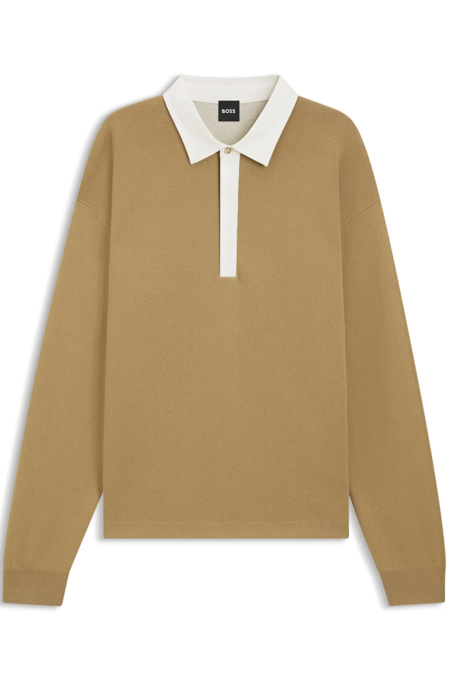 Contrast-collar sweater in cotton and virgin wool