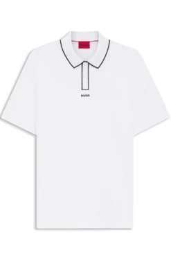 Contrast-tipped cotton polo shirt with logo
