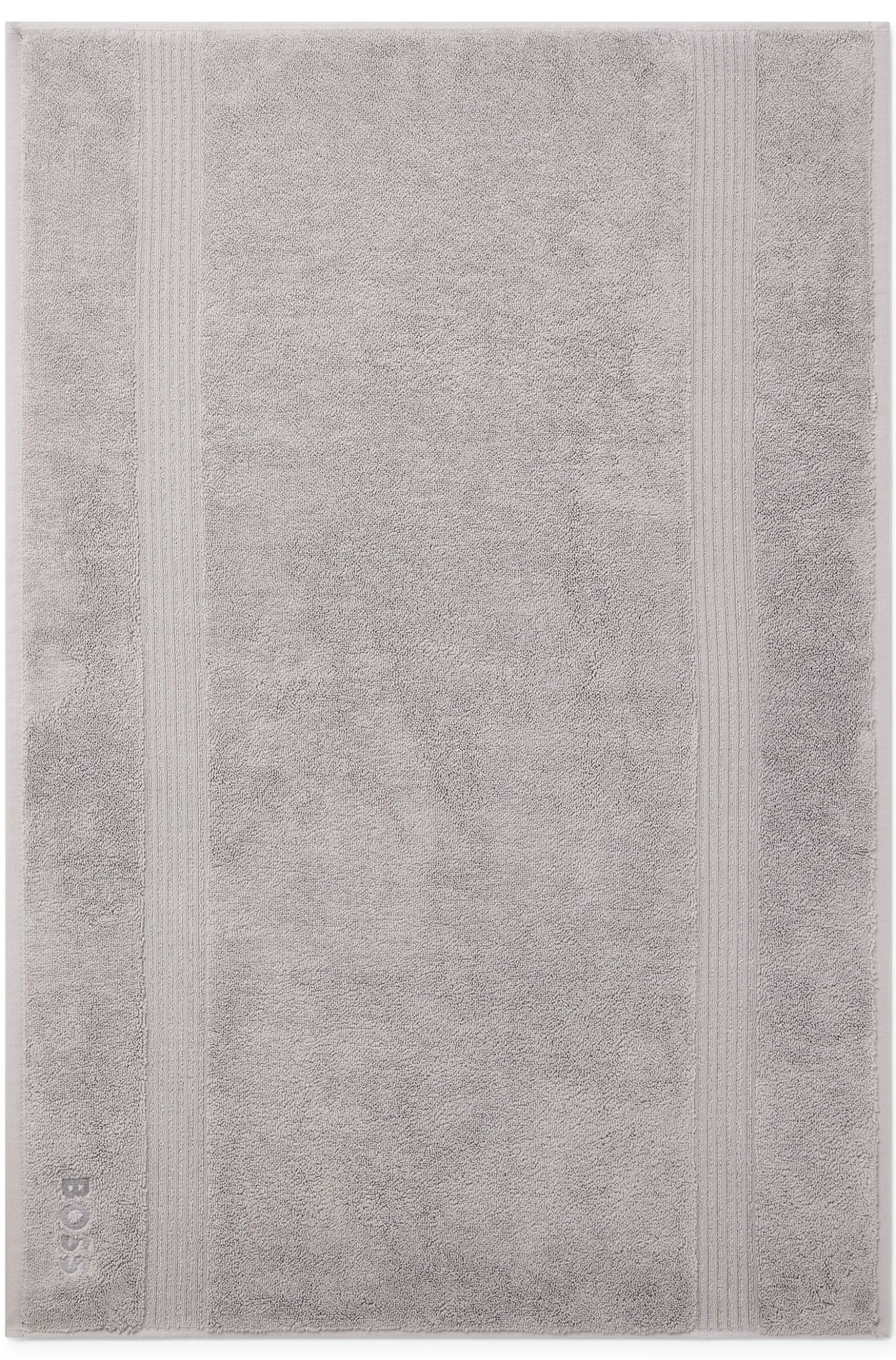 Cotton bath mat in silver with embroidered logo