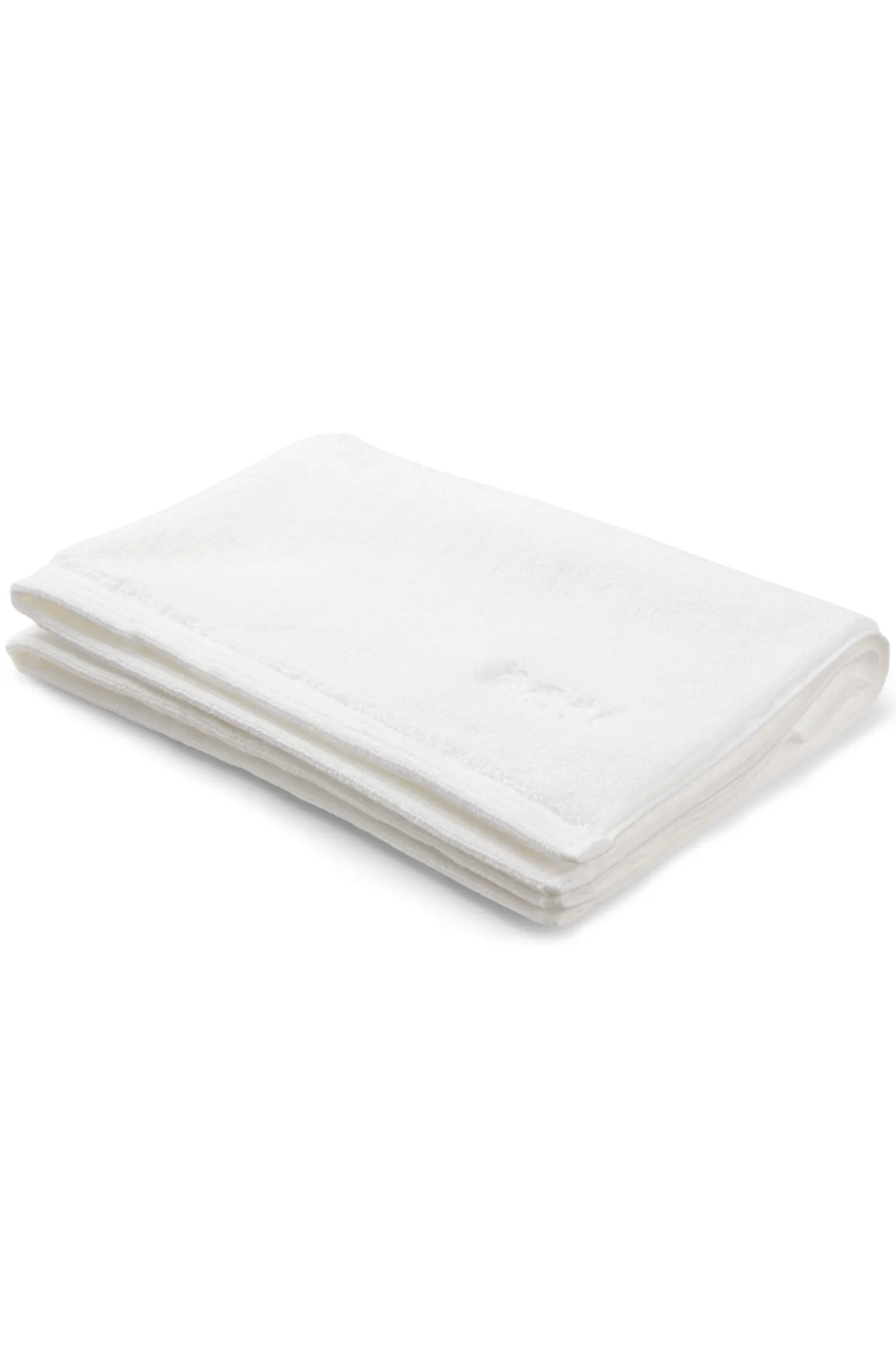 Cotton bath mat with contrast embroidered logo