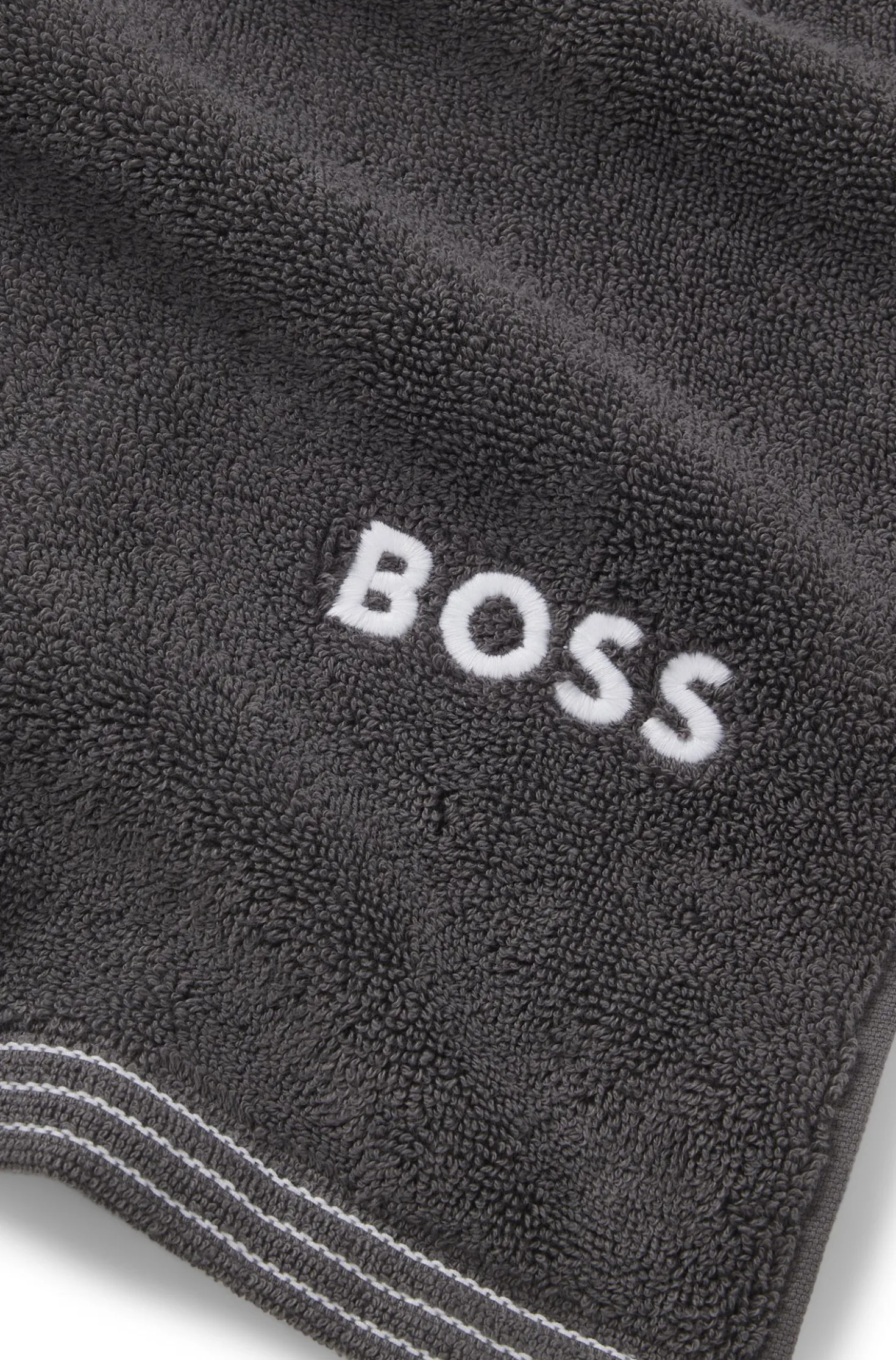 Cotton bath sheet with contrast embroidered logo