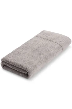 Cotton bath towel in silver with embroidered logo