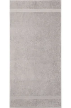 Cotton bath towel in silver with embroidered logo