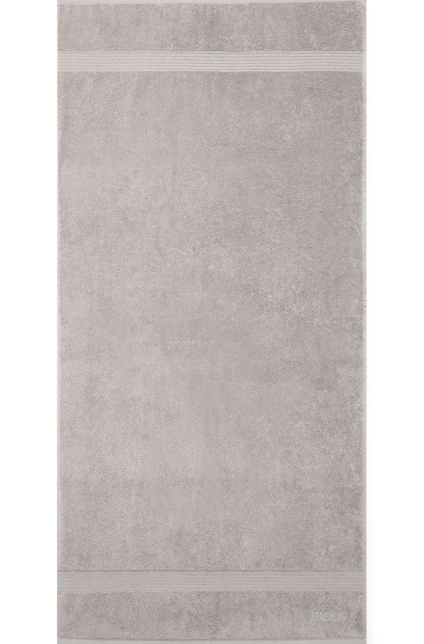Cotton bath towel in silver with embroidered logo