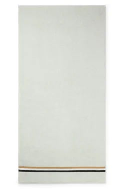 Cotton bath towel with signature-stripe border