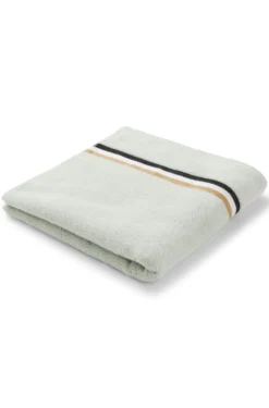 Cotton bath towel with signature-stripe border
