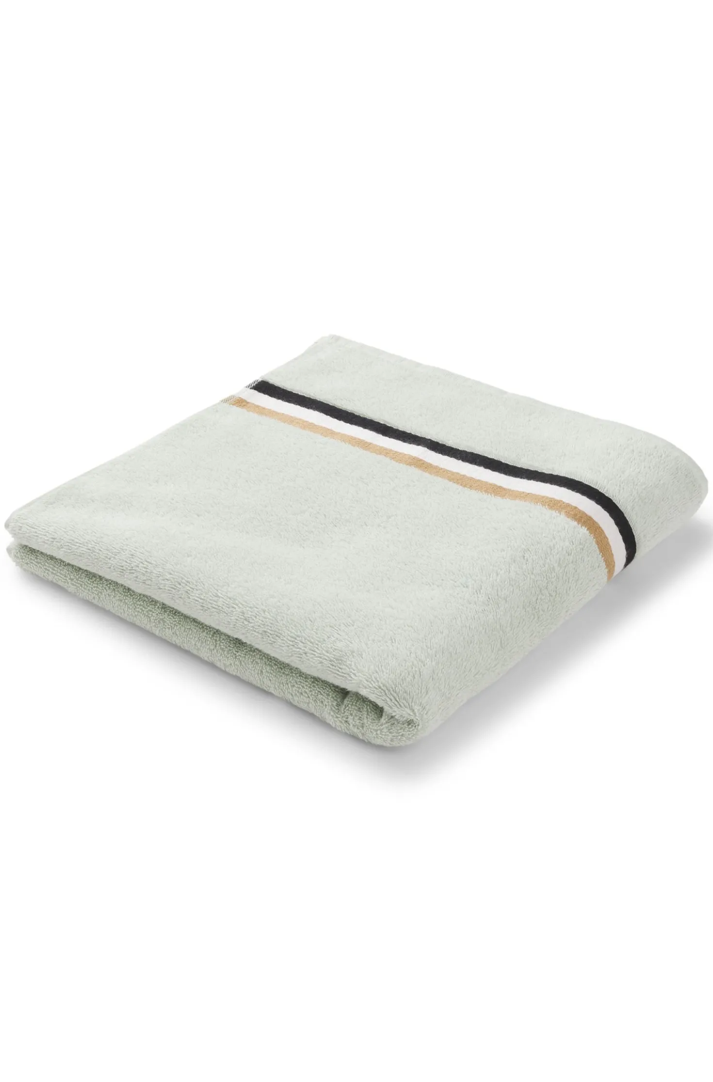 Cotton bath towel with signature-stripe border