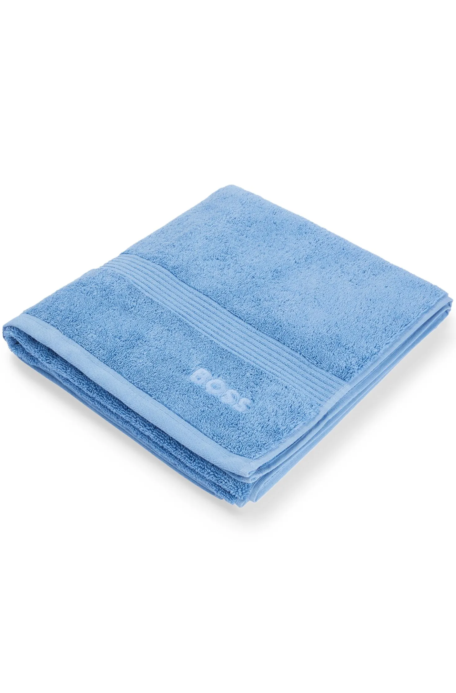 Cotton bath towel with tonal embroidered logo