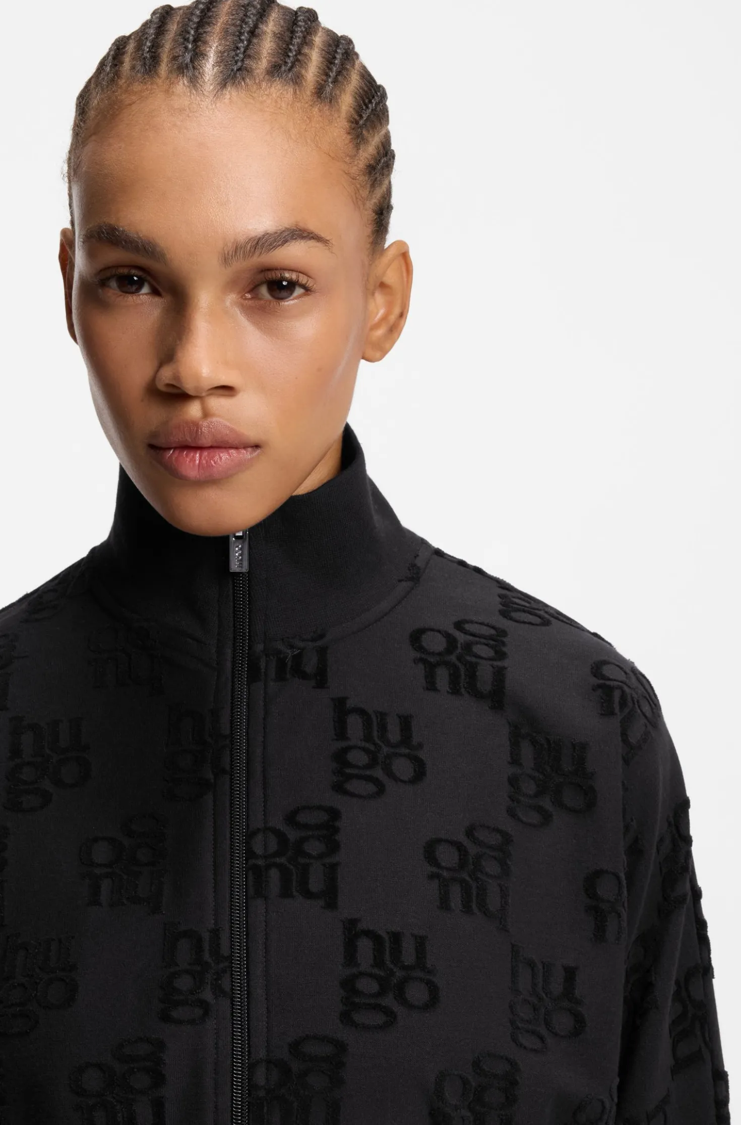 Cotton-blend jacket with all-over logo pattern