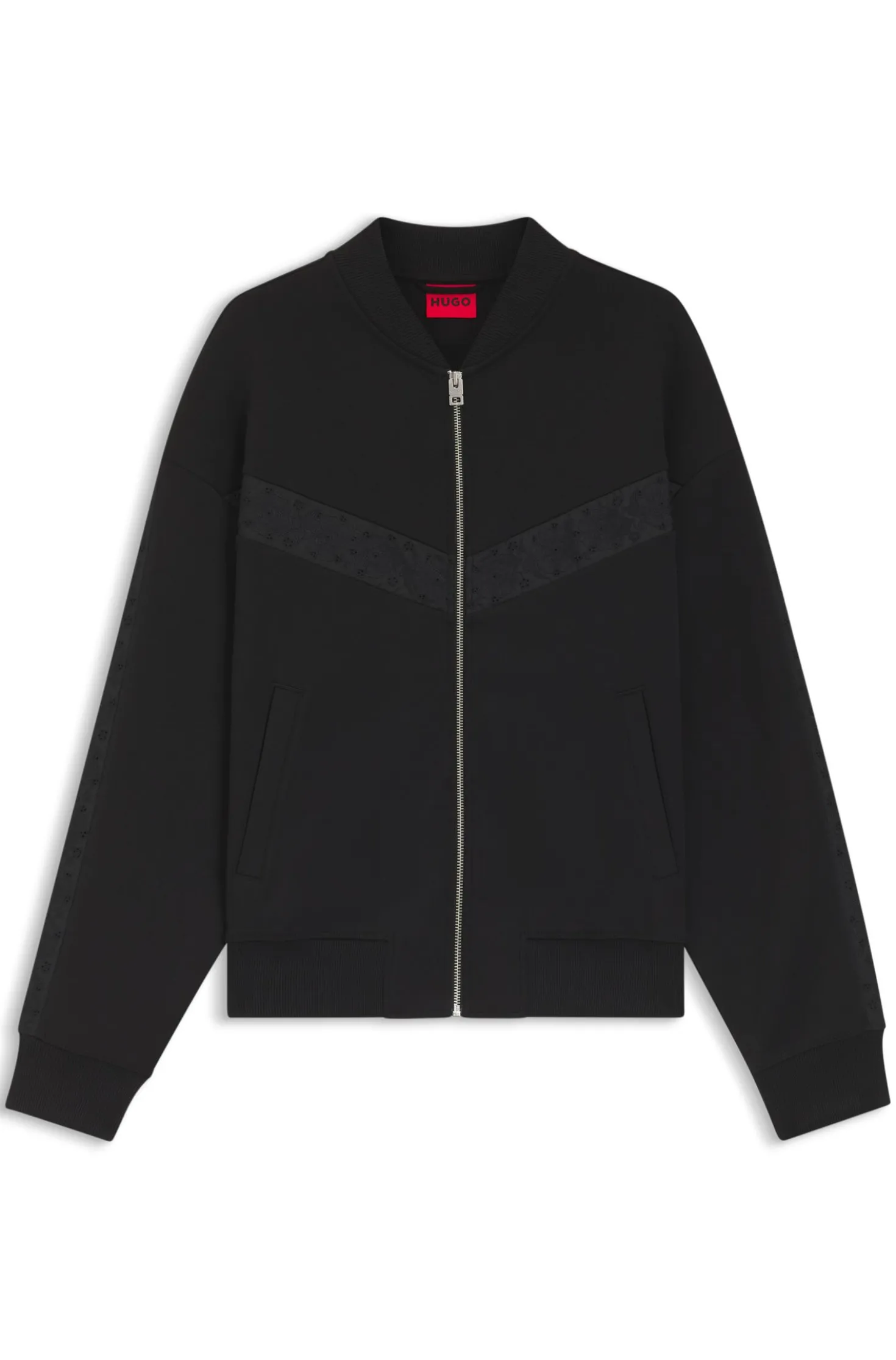 Cotton-blend jacket with broderie stripes
